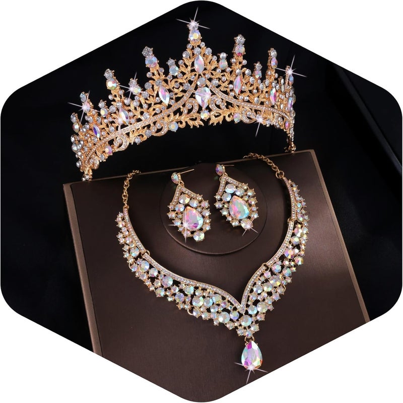 Kamirola Tiaras and Crowns for Women,Tiaras Earrings Necklace, Crystal Bridal Jewelry Set, Costume Party Halloween Prom Pageant Jewelry for Women (TR28) - Image 1